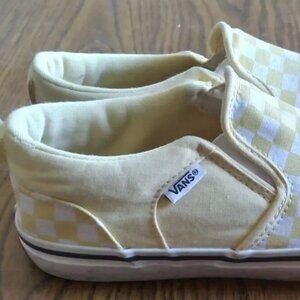 Boys Van Yellow Checkered Slip Ons size 6